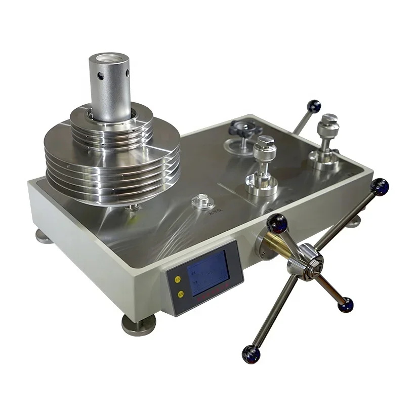 Piston pressure gauge calibrated by digital pressure sensor hydraulic self weight tester with displacement indication