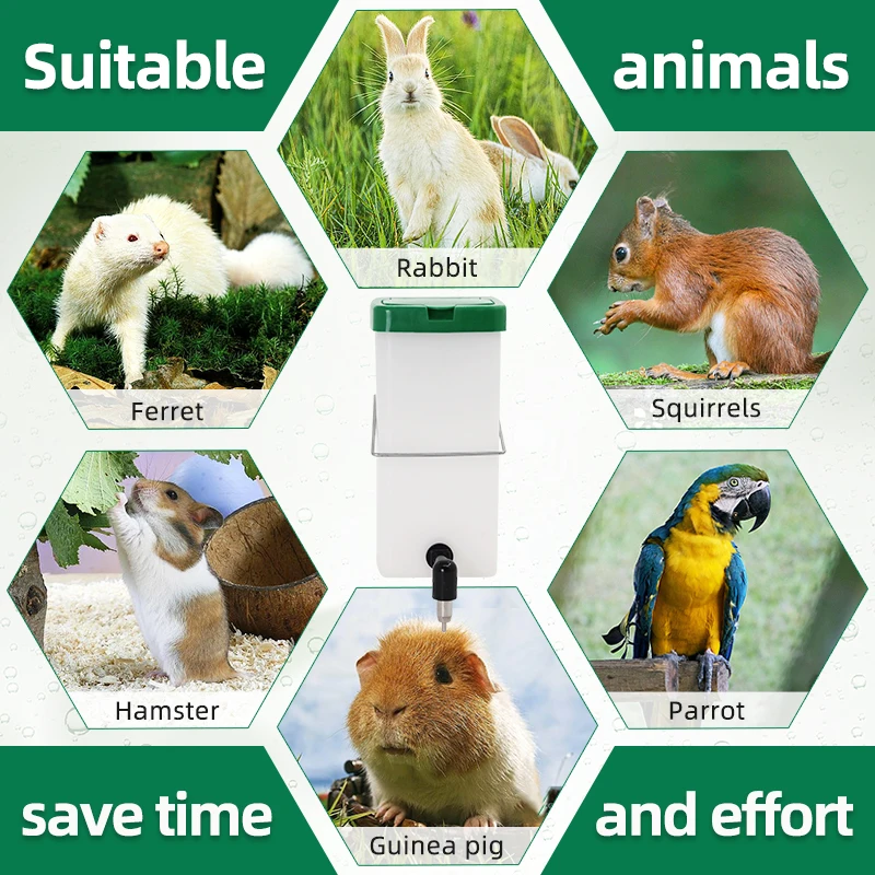 ขวดน้ำกระต่าย 500 มล./1000 มล. ไม่หกเลอะเทอะ ขวดน้ำสำหรับสัตว์เล็ก ขวดนมแบบจุกนมสำหรับสัตว์ฟันแทะ กระต่าย/เฟอร์เร็ต/แฮมสเตอร์/หนูตะเภา