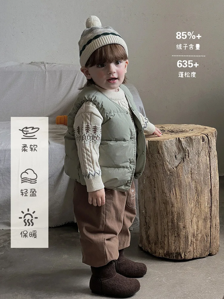 

Boys' Down Vest Autumn Winter New Infant White Duck Down Vest Outerwear Boys' Cartoon Sleeveless Jacket aClass