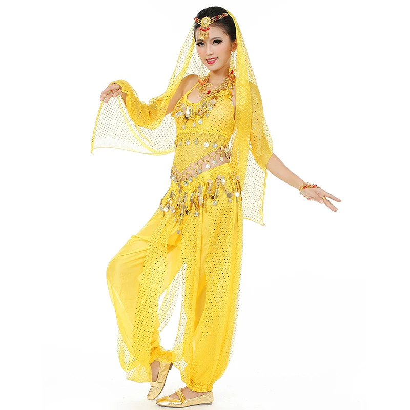 Belly Dance Costumes For Women Bollywood Indian Egyptian Performance Dance Headband Highlights Top Pants Adult 3pcs Costume Suit