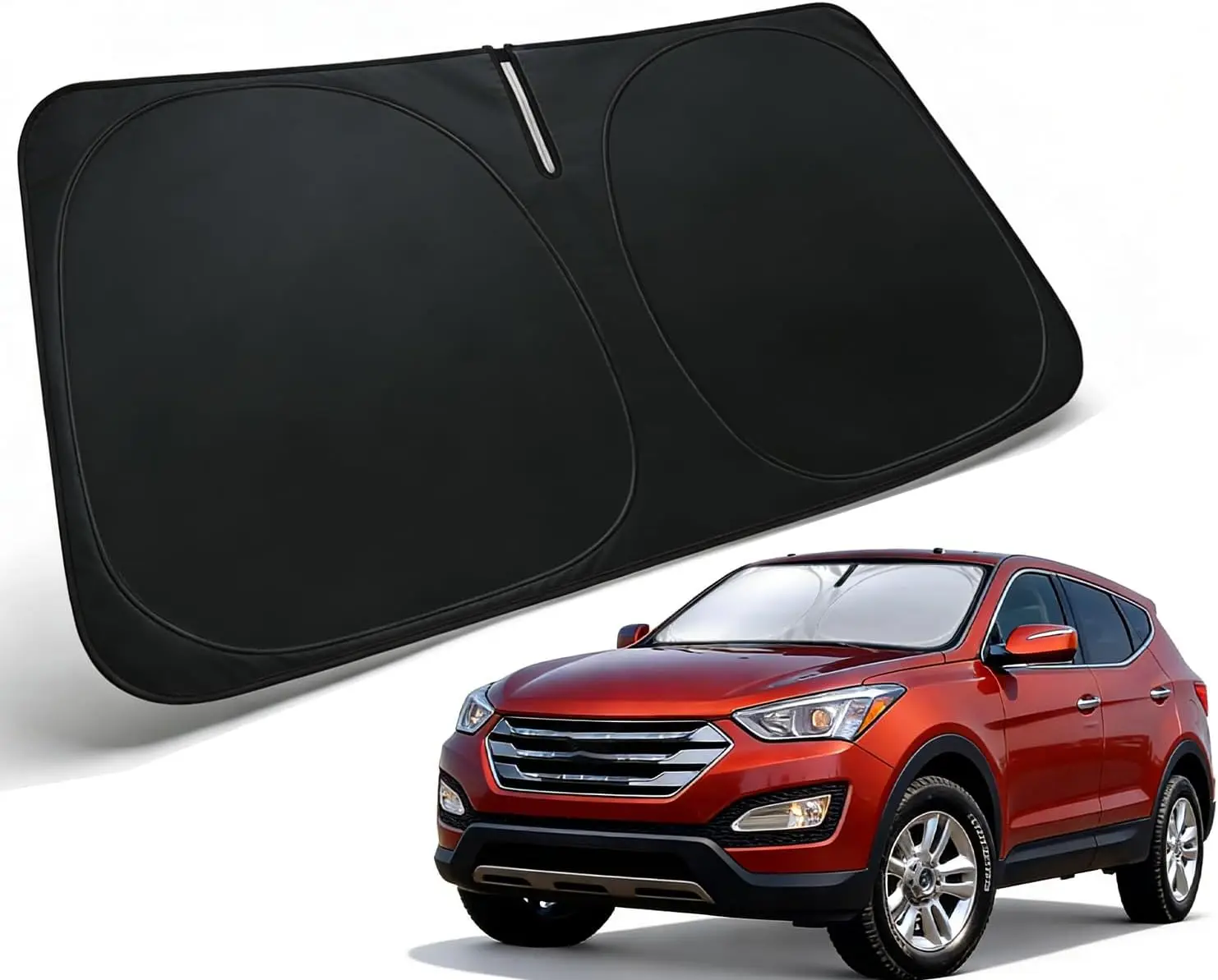 

Custom Fit Windshield Sun Shade for 2013-2018 Hyundai Santa Fe, Blocks UV Rays & Keeps Car Cooler
