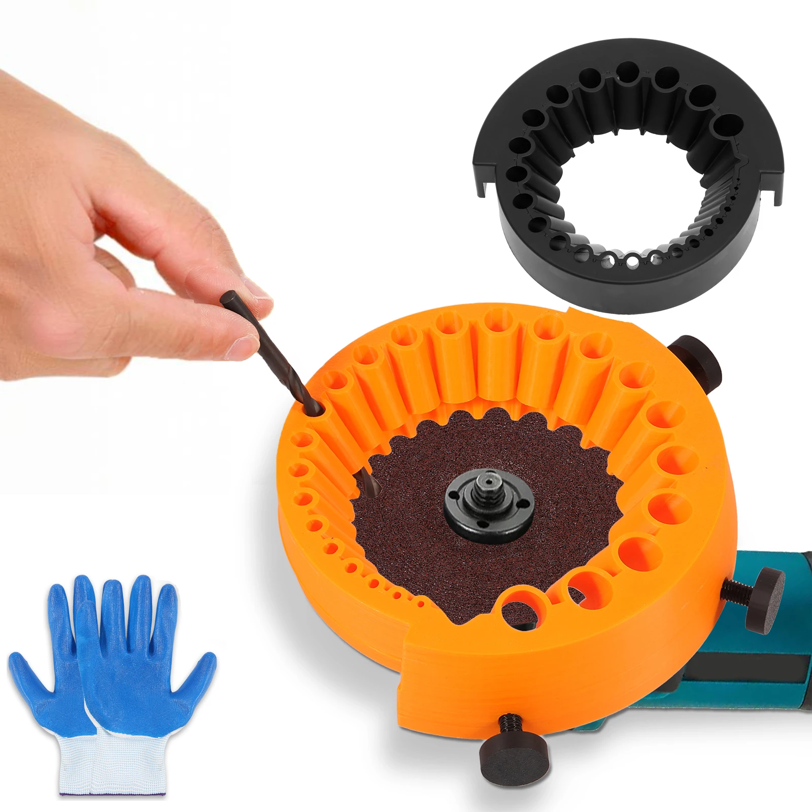 Efficient Drill Bit Sharpener Jig Multipurpose Grinding and Polishing Universal Angle Grinder Attachments with Gloves Screws