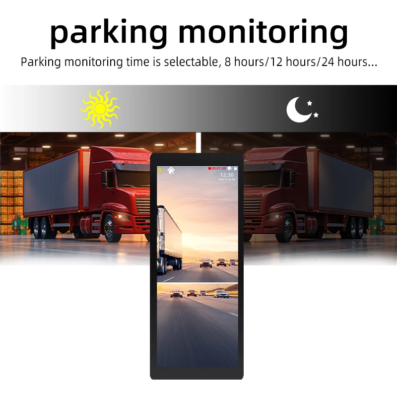 12.3 Inch Heavy Duty Truck Bus Panoramic Bird's Eye View Front Camera Electronics Mirror Dual Lens Rear Car Black Box IPS Screen