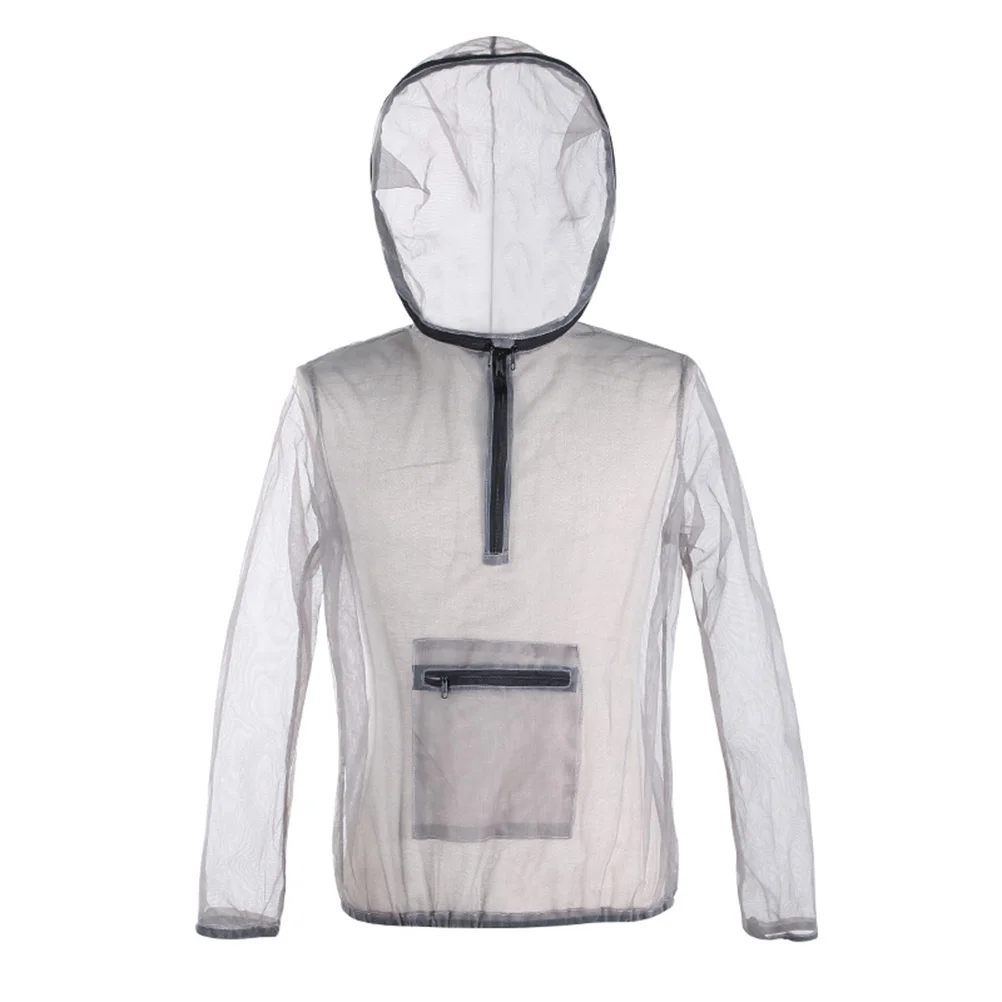 

Gray Xl Mesh Hooded -Mosquito Protective Shirt Outdoor Ultralight Jacket for Camping Hiking Fishing Gardening Shield