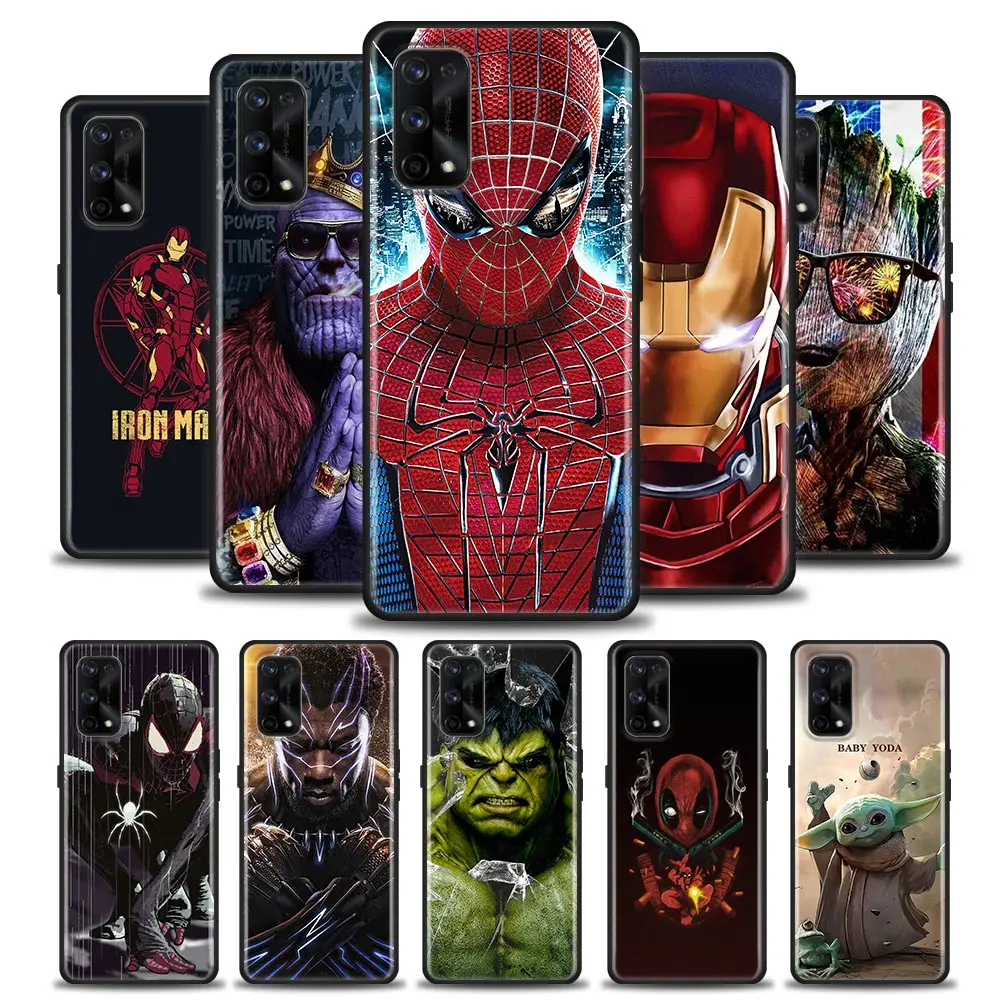 Silicone Phone Case For Oppo Realme 5 5i 5s 6i 6 7 7i 8 8i 9 9i 5g Pro XT Black Soft Cover Cases Marvel Superheroes Posters