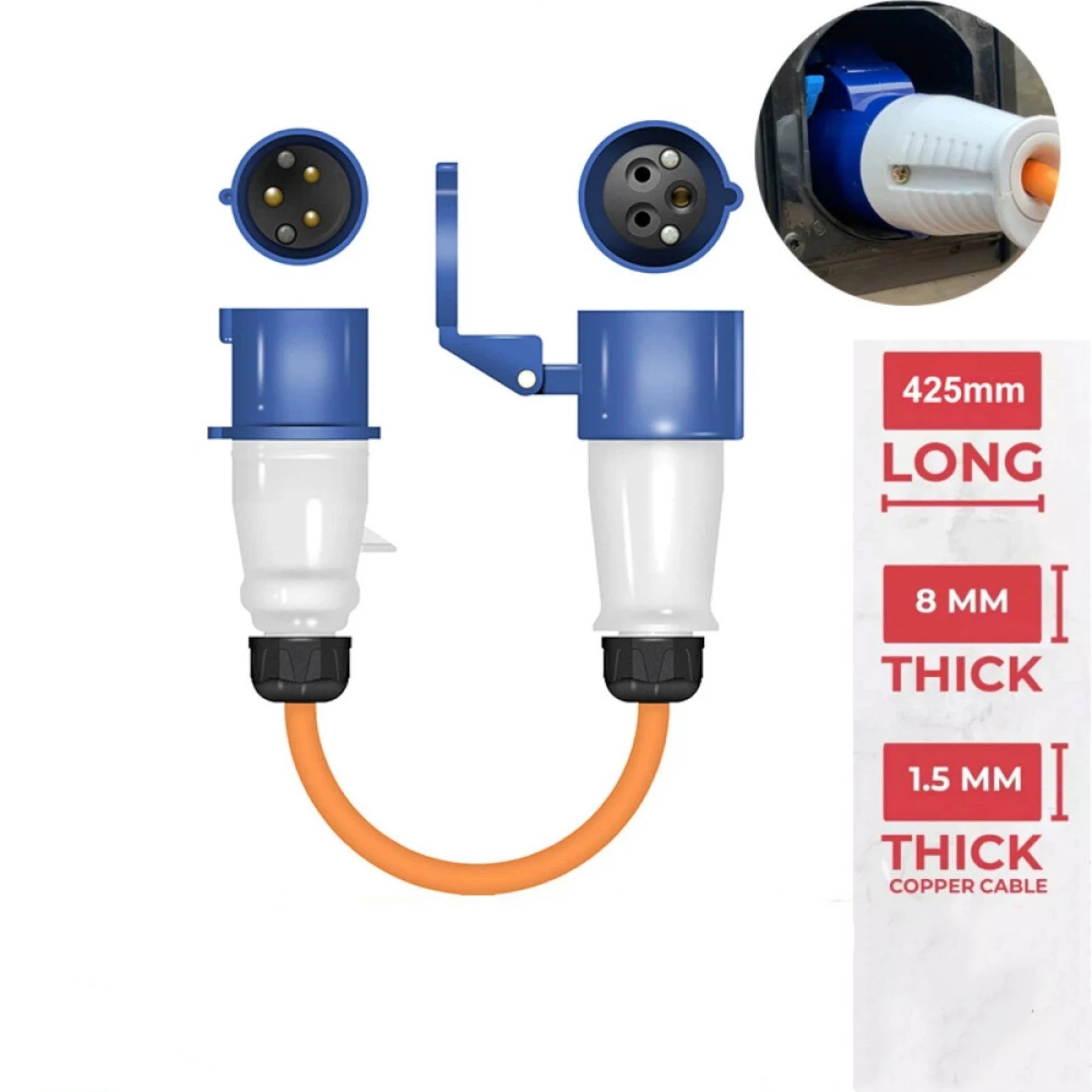 Motorhome Power Plug Extension Connector Reverse Polarity Adapter Power Connector Reverse Wiring For Towable Caravan Motorhomes
