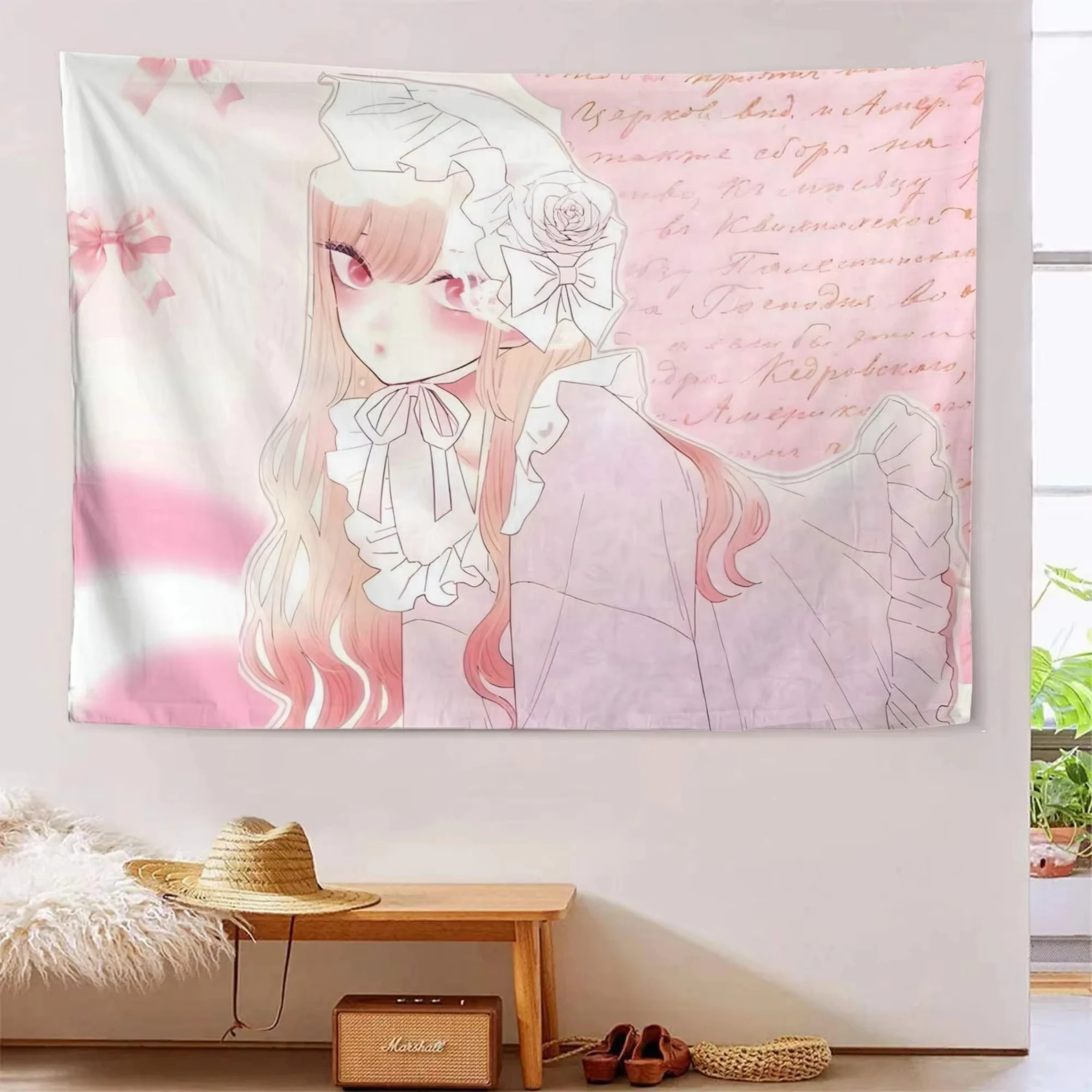 VIKAMA Anime-Mädchen-Wandteppich, Hintergrundwand, maschinenwaschbar, HD-Wandteppich, niedliche Raumdekoration, Heimdekoration