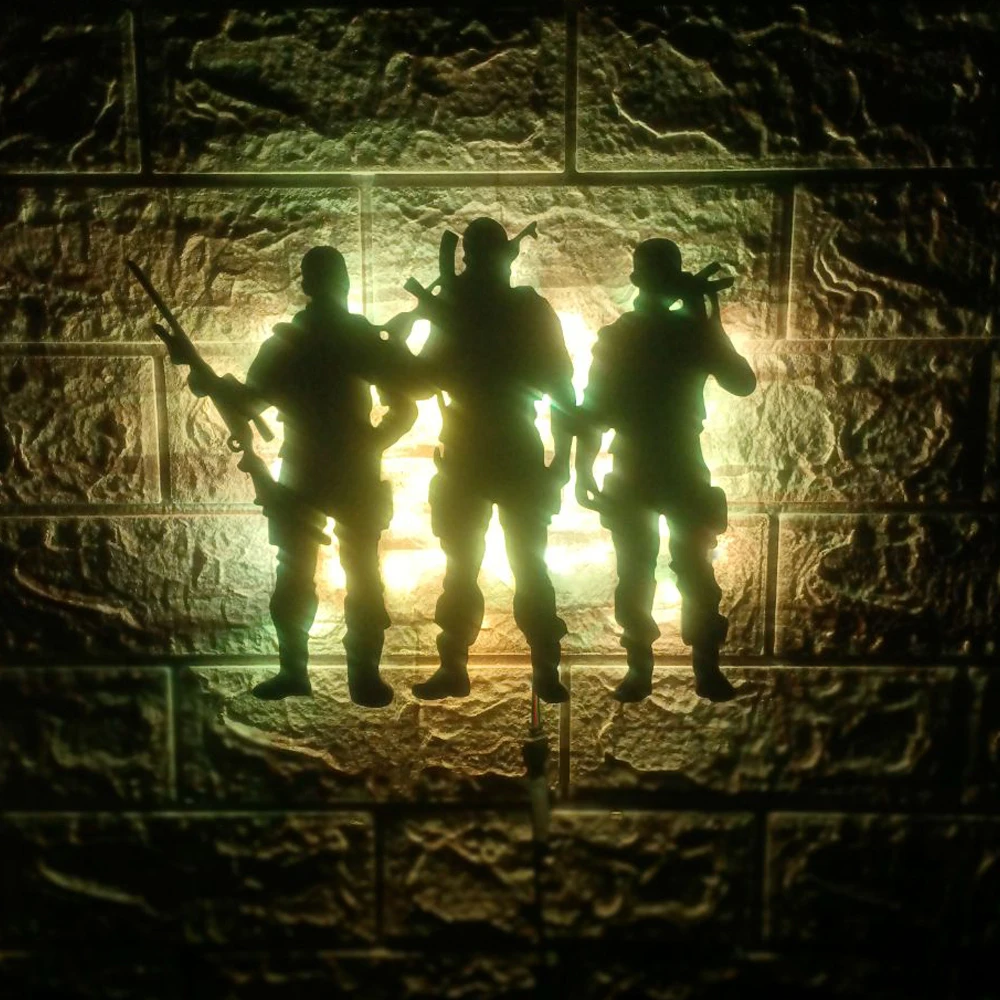 ZK30 Simple Special Forces Model Creative LED Wall Lamp Indoor Background Wall USB Night Light Home Decoration Pendant