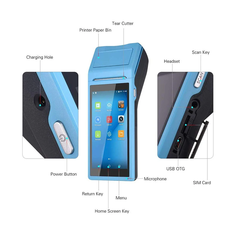 Imagem -05 - Netum-pda Android Pos Terminal Receipt Printer Portátil Bluetooth Wi-fi 3g Coletor de Dados Portátil All-in-one P58-s1 hw