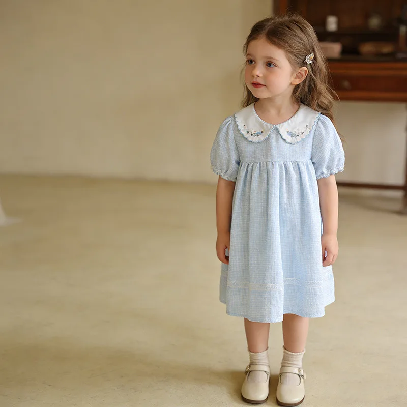 

Girls' summer dress new style children's stylish embroidered princess dress baby short-sleeve dress children's clothing