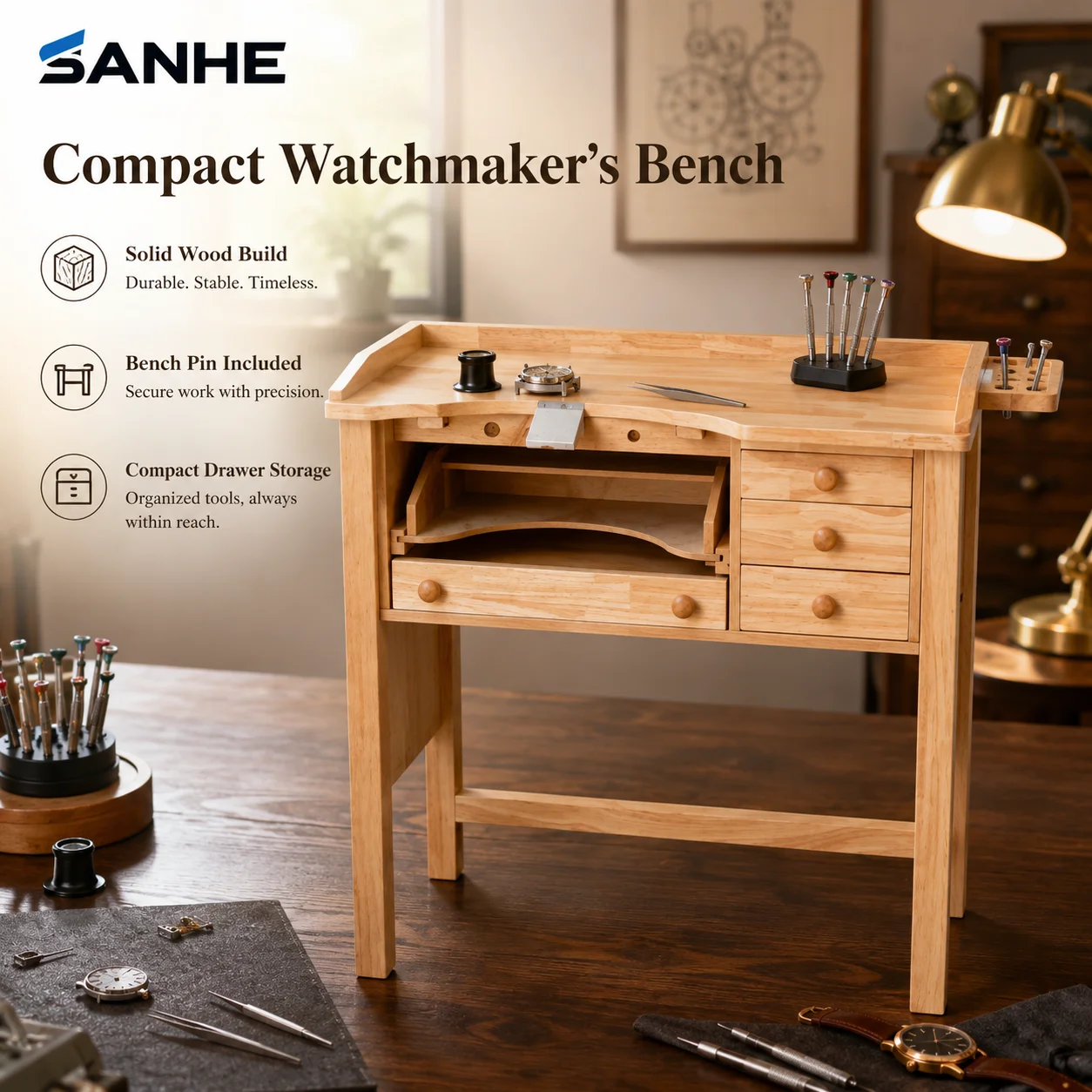 SANHE New Practical Storage Drawers Jewelry Solid Wood Workbench DIY Enthusiasts Home School Woodworking Wood Router Table
