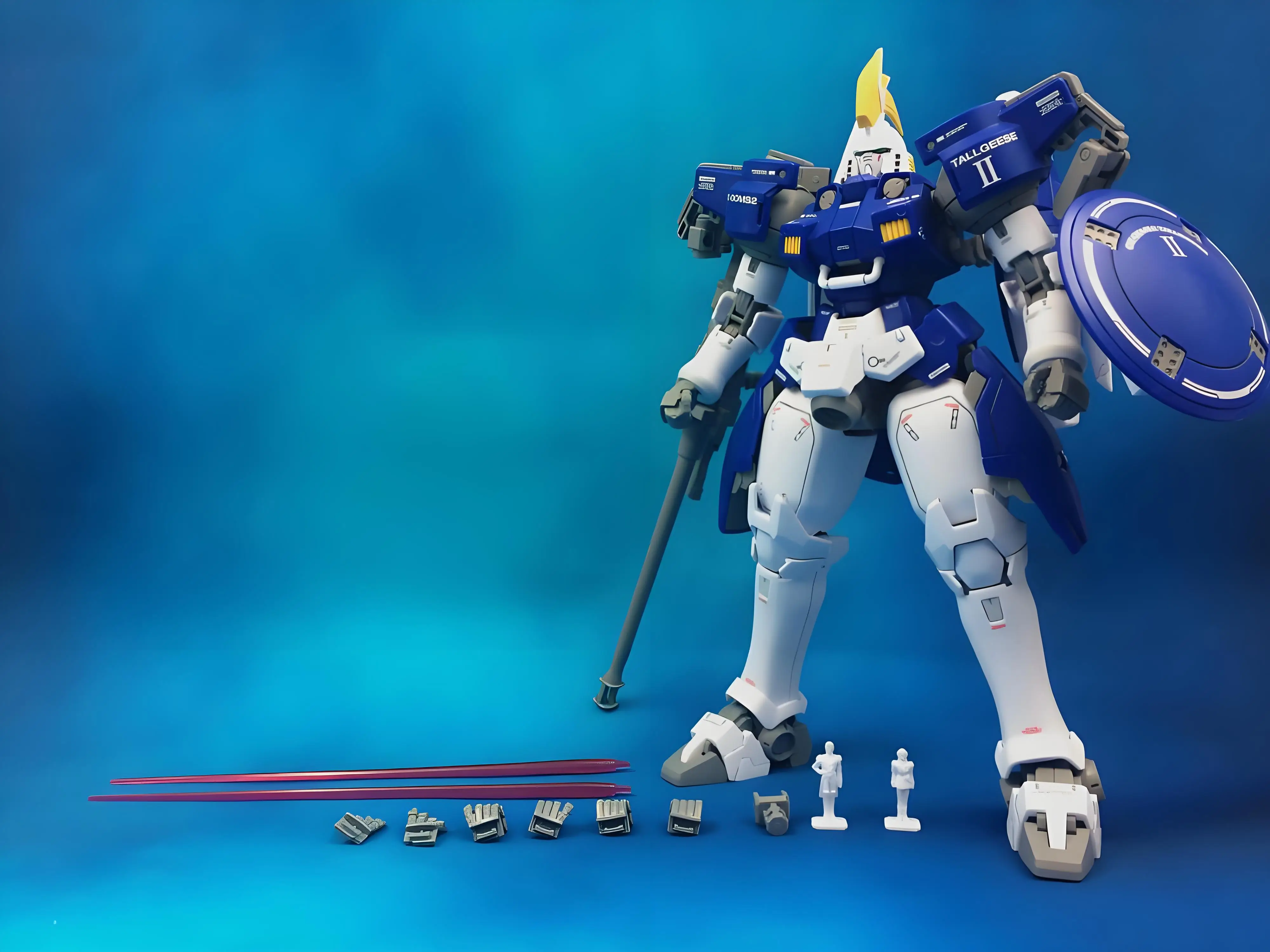 Bandai Original Gundam Modellbausatz MG Tallgeese 2, Actionfigur, Modellbaugruppe, Spielzeug, Sammlermodell, Ornamente, Geschenke für Kinder