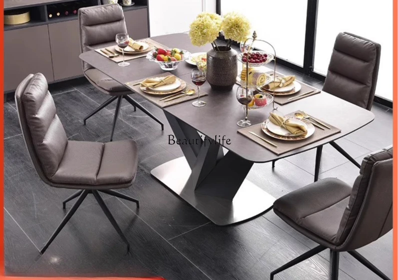 

Rotatable dining chair 6000 rock slab stretching function dining table simple