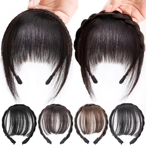 Imagen 2 del producto Diadema de pelo falso para mujer y niña, peluca con flecos, flequillo, diadema, Clips de extensión de cabello, accesorios para el cabello, Clips para postizo