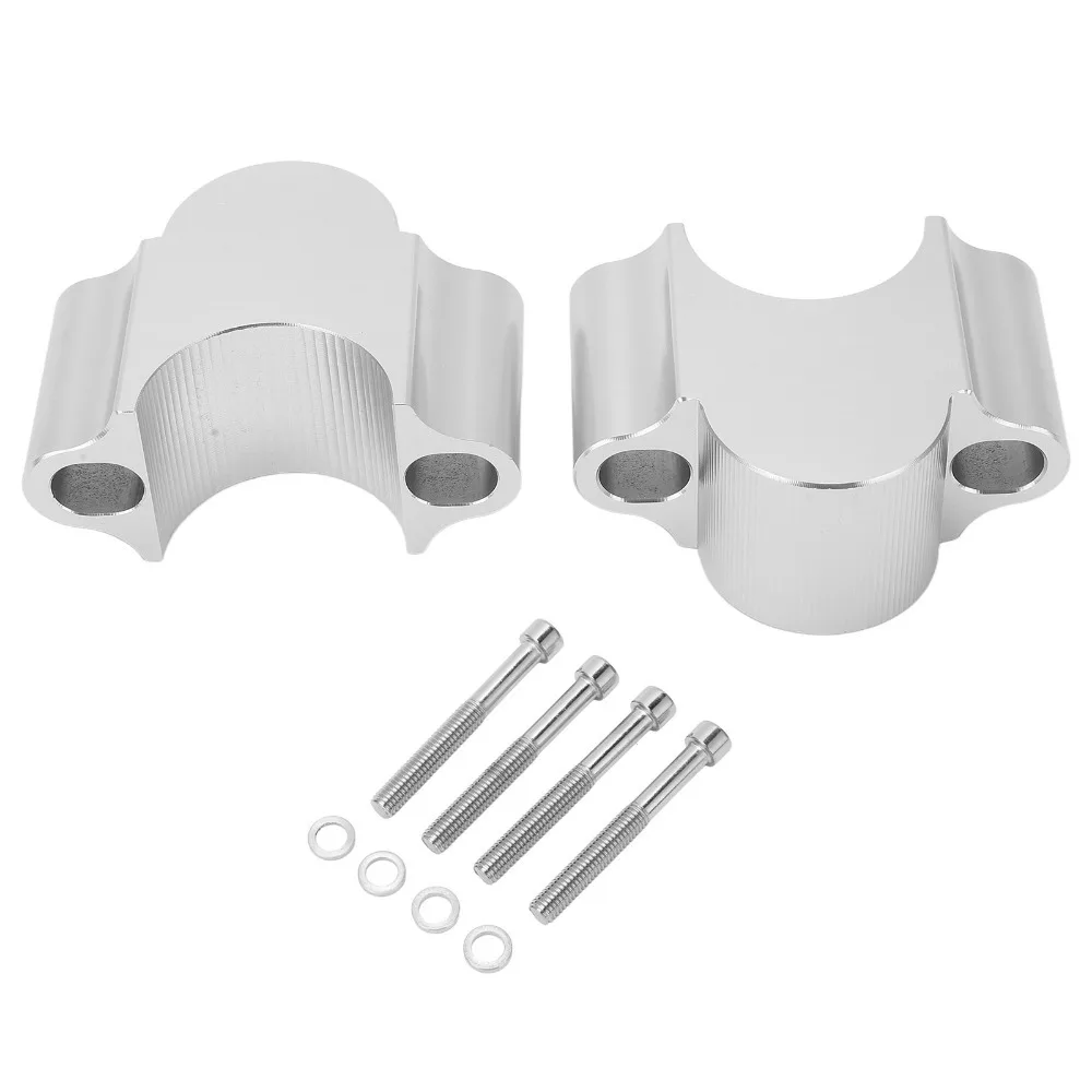 28mm / 1-1/8 Inch Motorcycle Handlebar Riser 30mm Height Sliver/Black Motorcycle Bar Riser Aluminum Alloy