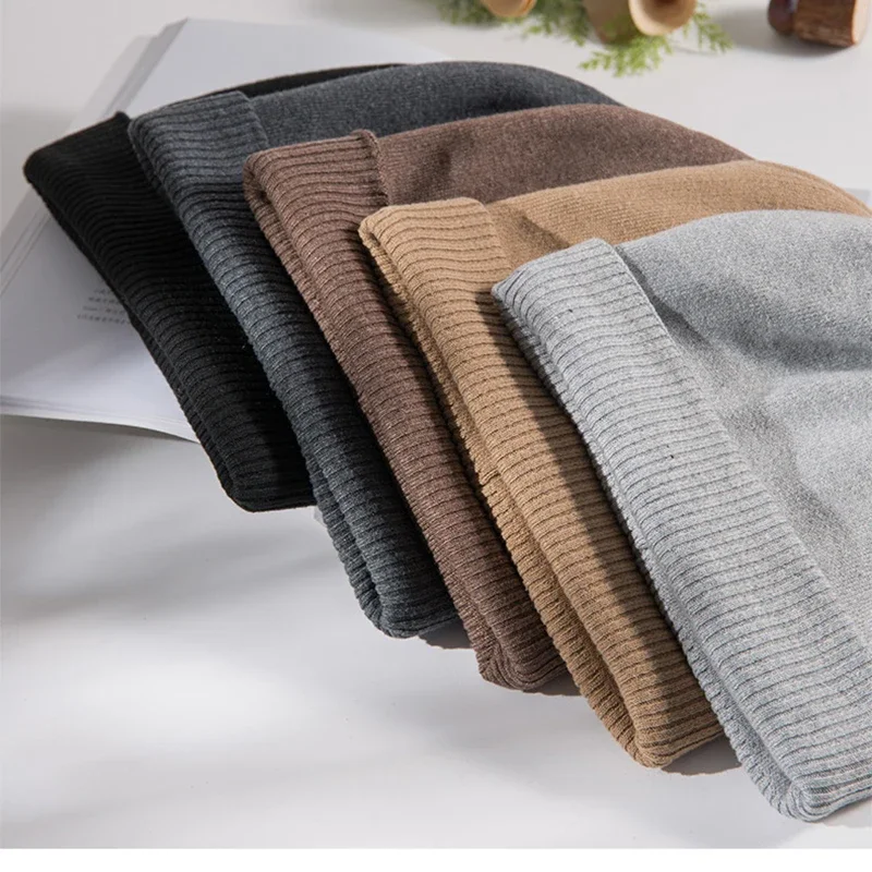 6 cores sólidas gorros de caxemira real chapéu de inverno para mulher chapéu acrílico mulher outono quente crânios para homem atacado