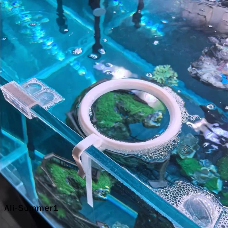 【E】1 Set 3D-gedruckter, schwebender, kreisförmiger Aquarium-Fütterungsring, wasserstandsanpassend, gegen Futterverstreuerung, Fütterungszubehör für Aquarien