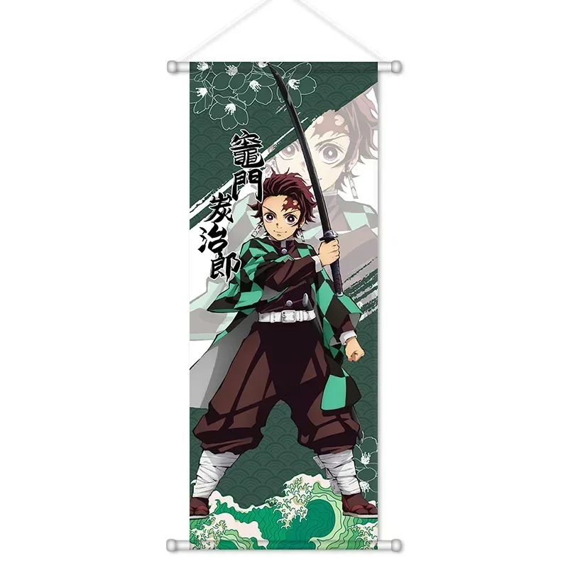 Demon Slayer-pintura en lienzo con desplazamiento de dibujos animados de Anime Tanjirou Nezuko, decoración del hogar, póster de Anime, arte de