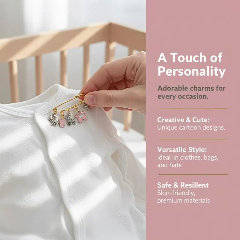 New Baby Arrival Charm Safety Pin Brooch Foot Bottle Stroller Dummy Enamel Pins Gender Reveal Shower Gift Clothes Bag Decorative