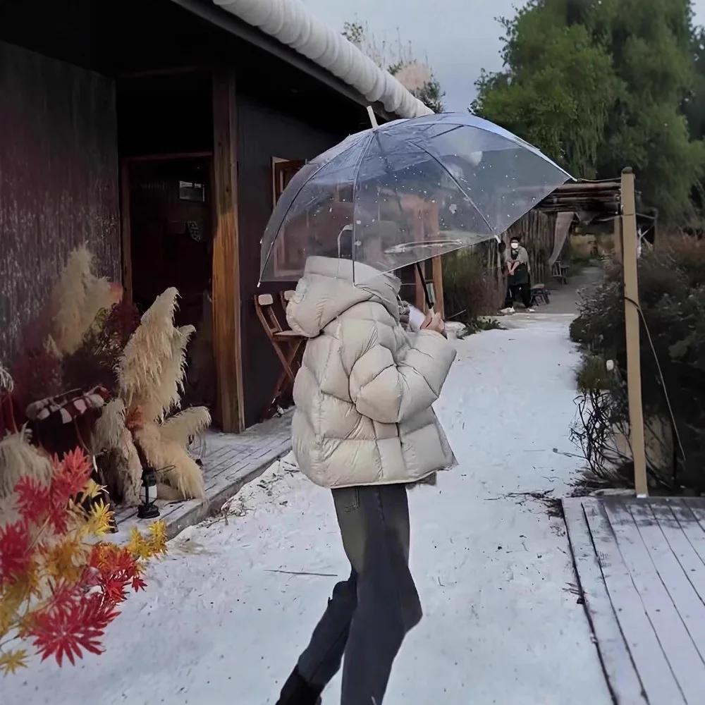 Piumino corto in cotone da donna in inverno 2025 giacca in cotone con cappuccio giacca da pane da donna