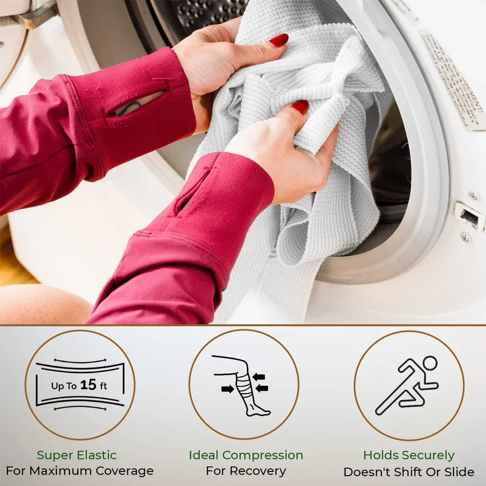 1 Rolle elastische Kompressionsbandage mit Haken, sportliches Sport-Stützband für Knöchel, Handgelenk, Arm, Beinverstauchungen, Erste-Hilfe-Messung – Detail 14