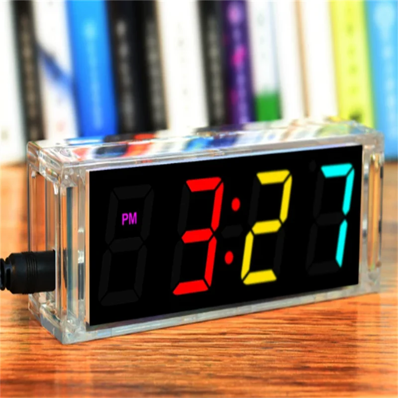 Colorful Digital Clock Kit Microcontroller Color Changing LED Alarm Clock Parts DIY Electronic Production Welding Practice