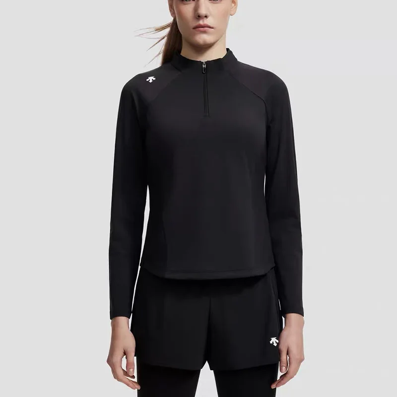 lightly elastic ribbed patchwork women's sports half-zip top 2026 autumn women's new arrival