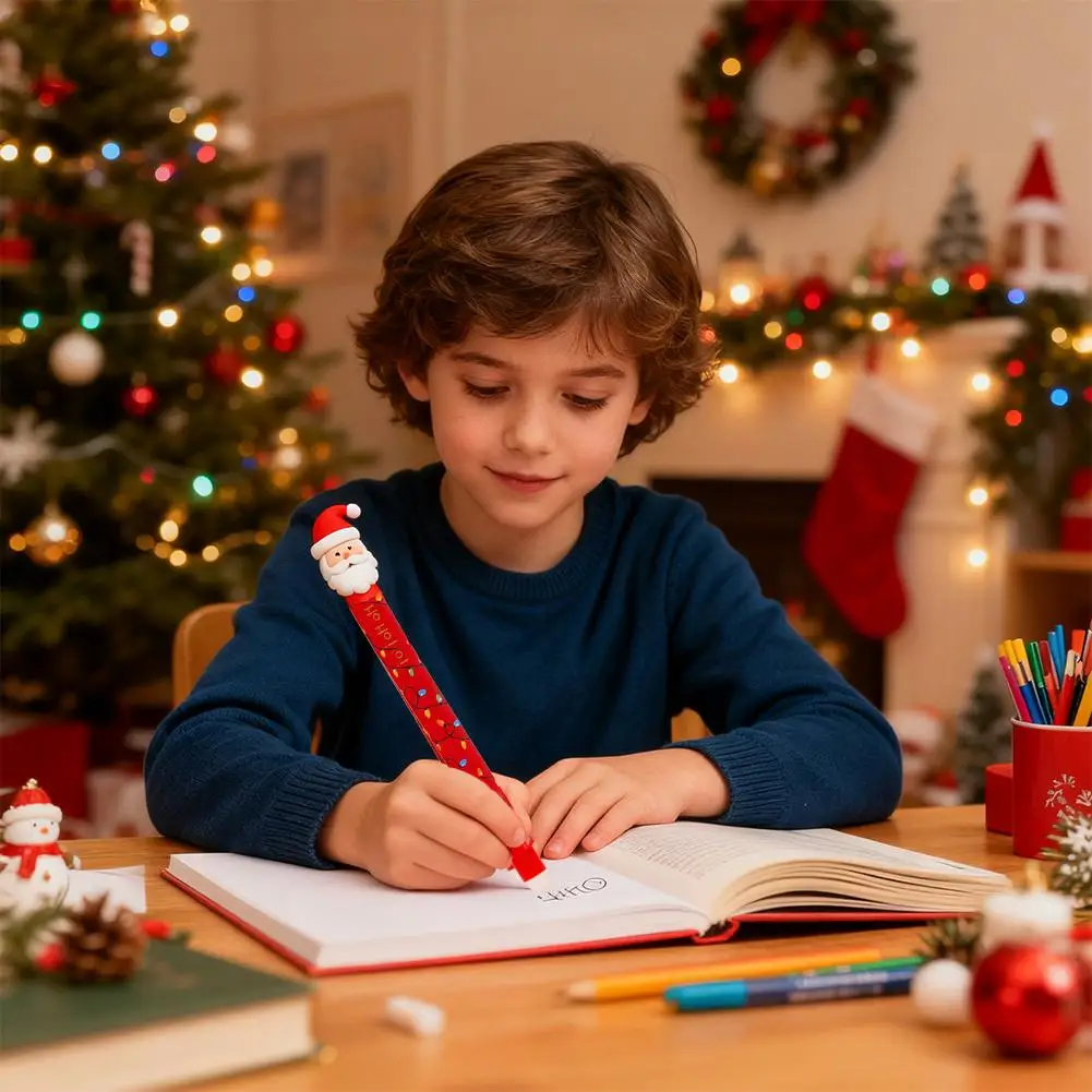 

4 типа НОВЫХ стираемых гелевых ручек с рождественской тематикой и дизайном Санта-Клауса, снегоговиков, оленей, пряничных ручек, стираемых ручек