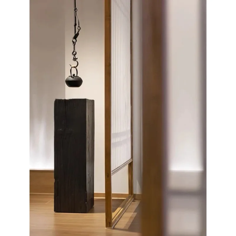 

Wabi Sanfeng Square Wooden Dump Homestay Flower Stand Log Stump Coffee Table Edge Retro Natural Solid Wood Base Ornament