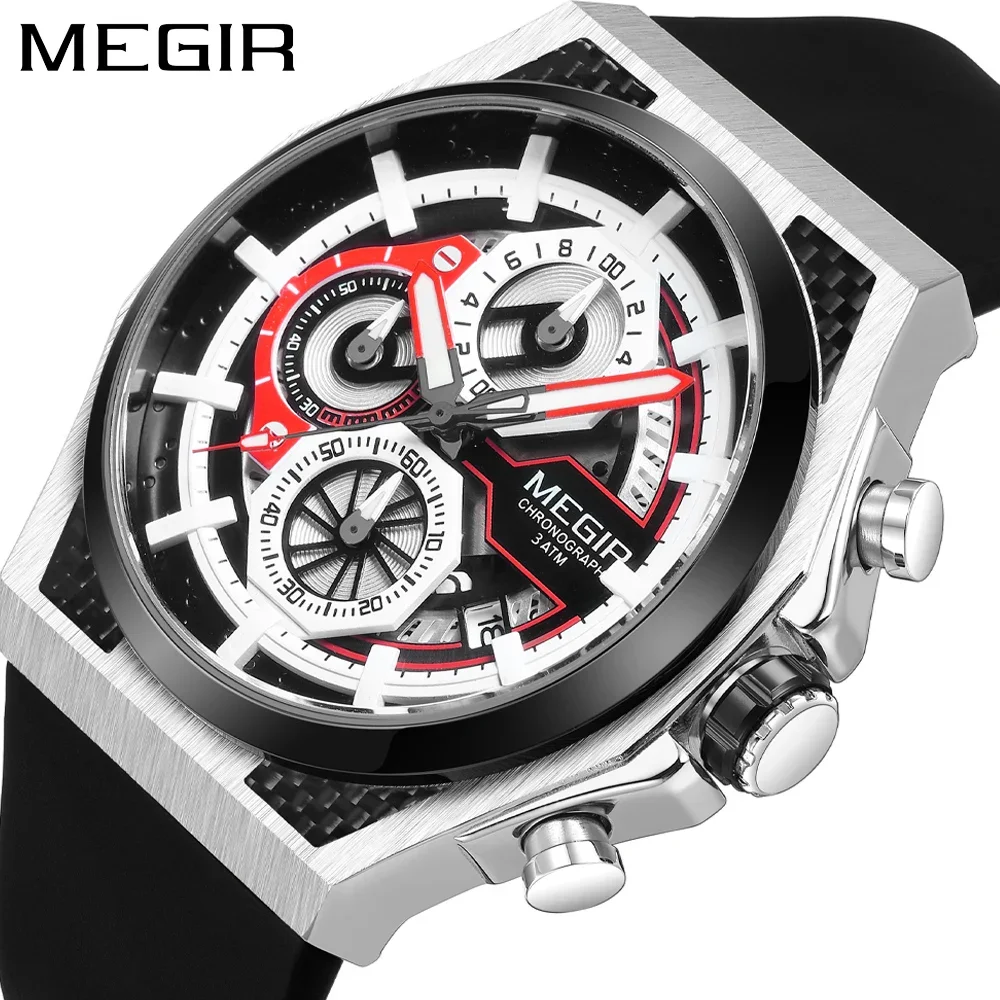 MEGIR Fashion Quartz Watches for Men Auto Date Display Chronograph Men's Watch Waterproof Reloj Luminous Wristwatch