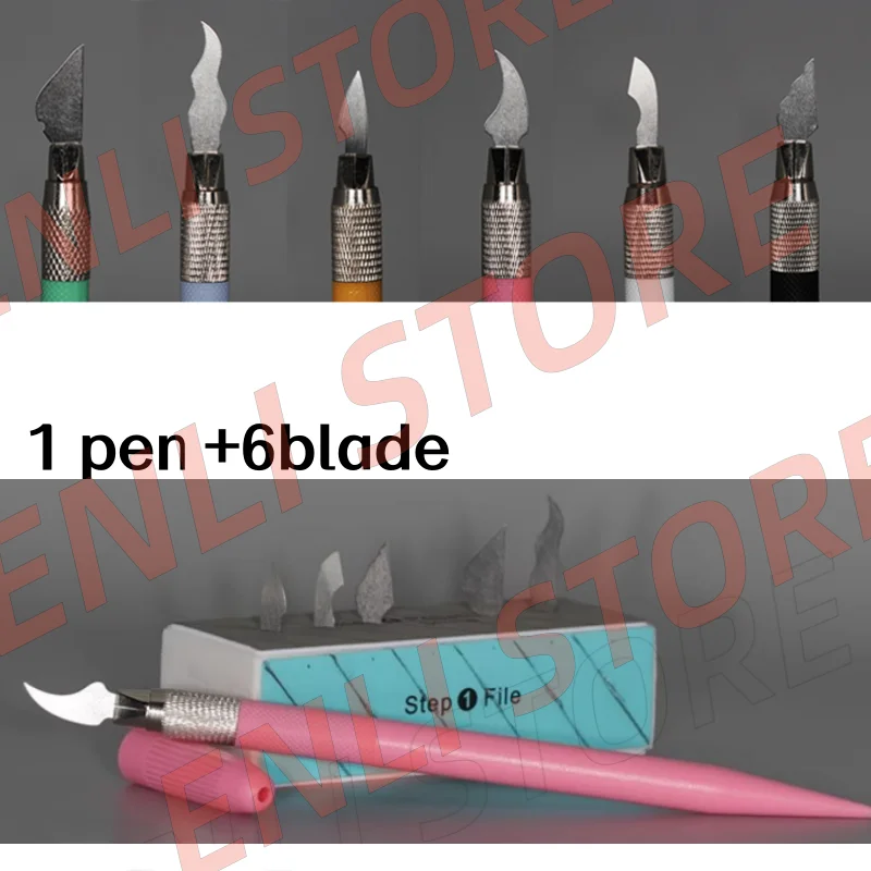 6Pcs/Set Dental Porcelain Cutback Knife Dental Lab Denture Multi-function Carving Knife Fixed Removable Implant Denture
