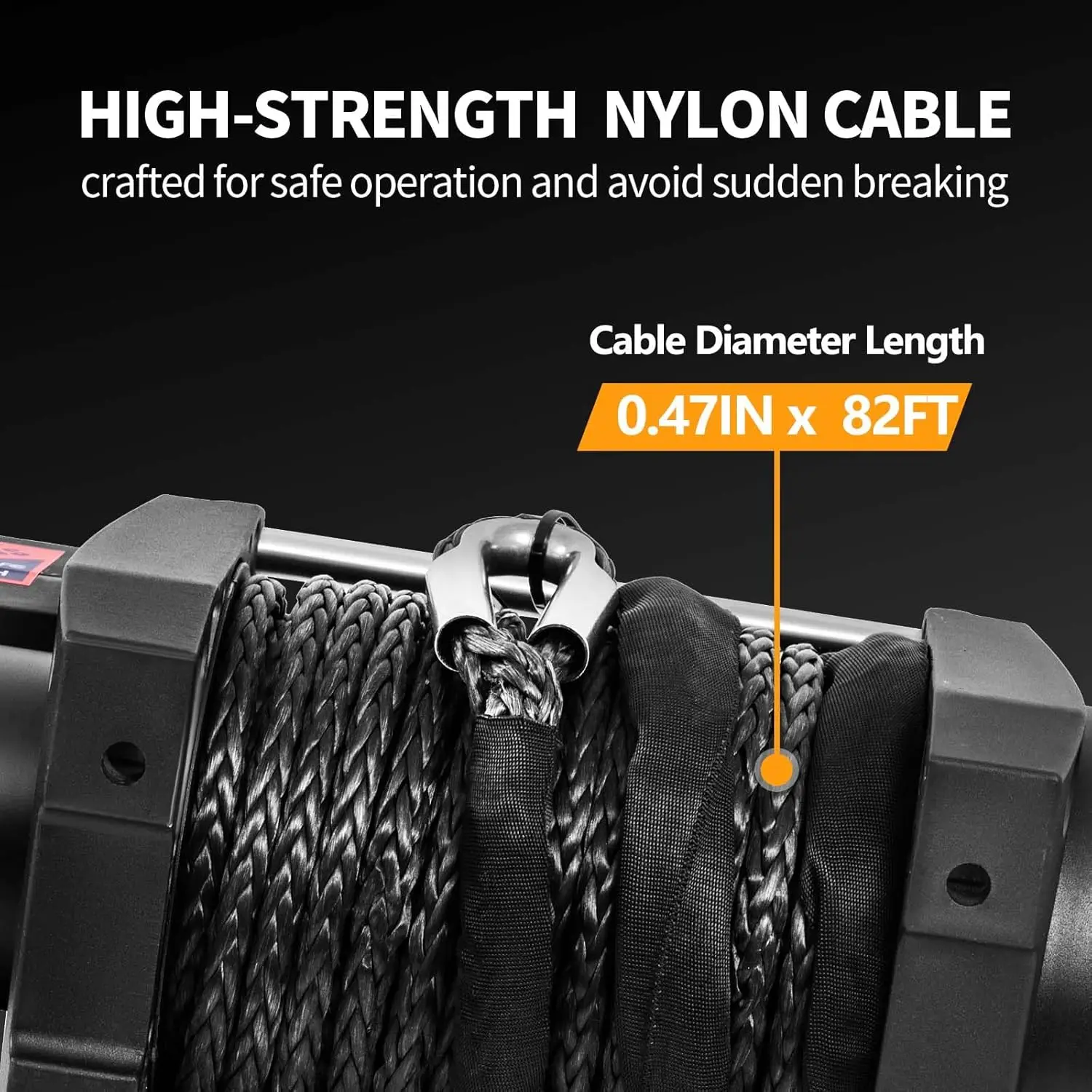 12V Electric Winch, Load Capacity Synthetic Rope Towing Winches for Jeep Truck SUV,with Wired Handle and Wireless Remote