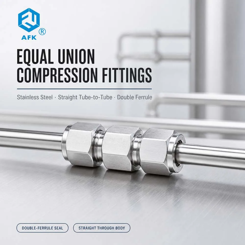 Stainless Steel Reducing Union Tube Fittings 1/4in Ferrule to 1/8in Ferrule Instrumentation Tube Fittings for Industrial Use
