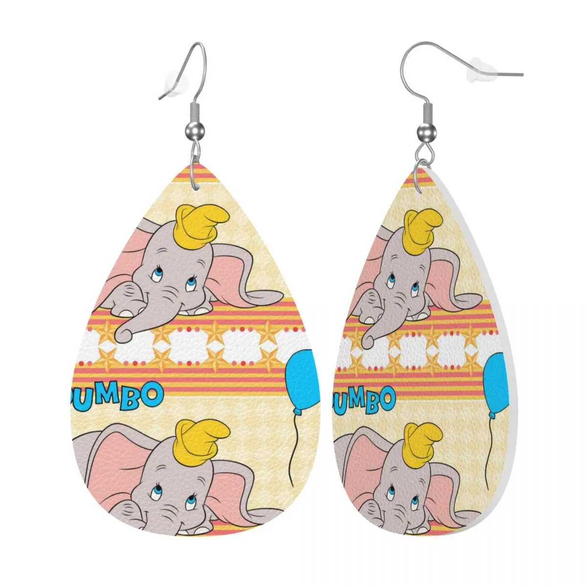 Custom Dumbo Cartoon Dangle Drop Earrings Leather Earrings for Women Fashion Cute Elephant For Party