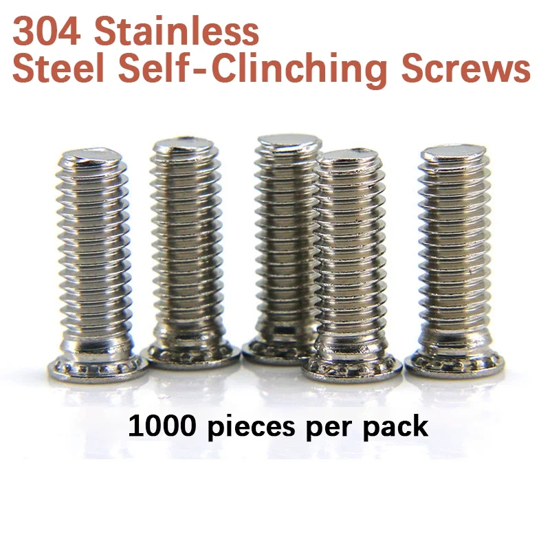 1000 Pcs 304 Stainless Steel Self-Clinching Screws FHS-M3/M4/M5/M6/M8 Press-In Rivet Nuts And Bolts for Industrial Use