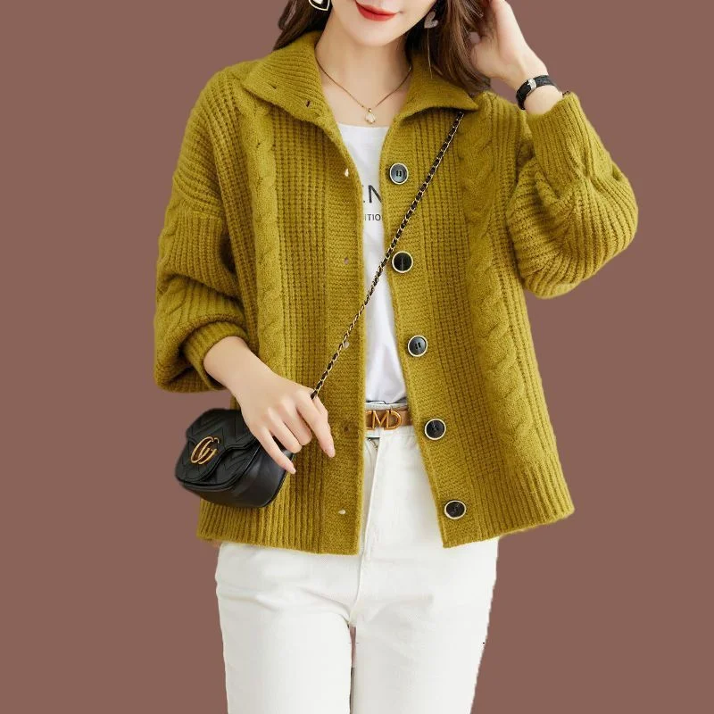 

Spring Autumn New Knit Cardigan Sweater Women's All-Match Casual Loose Long Sleeve Short Sweater Coat Female Knitwear Tops