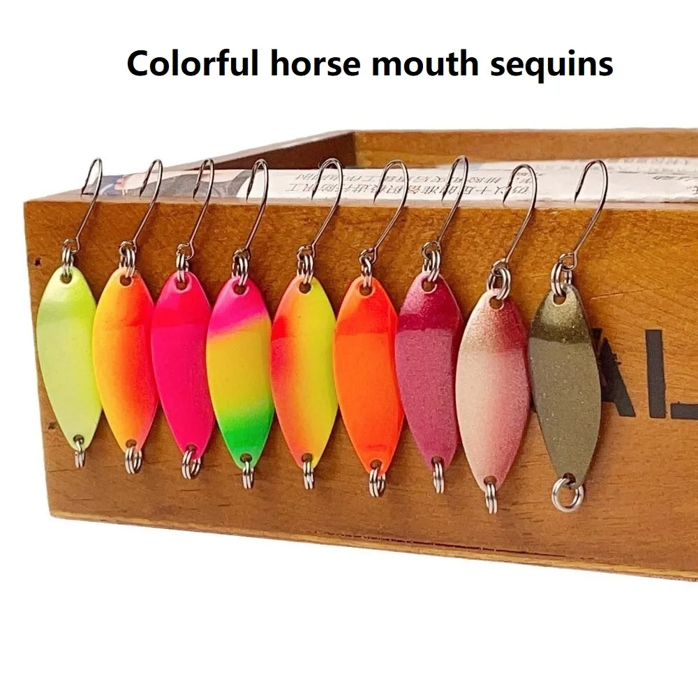 Магбийский лист ивы, красочная приманка с блестками в виде лошадиного рота, 3 г/6 см, высокопрочный конский рот, военный рыболовный крючок, микроприманка для форели