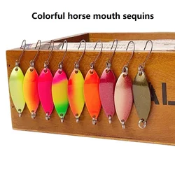 Magblue 1pcs Willow leaf Colorful horse mouth sequins bait 3g/6cm High-strength Horse Mouth Military Fish Hook Micro-bait Trout