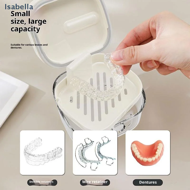 

Многофункциональный футляр для зубных протезов 2-в-1 с зеркалом, контейнер для хранения и чистки с щеточкой, герметичный ортодонтический бокс