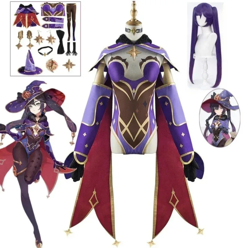 2025 أنيمي لعبة Genshin تأثير منى كوستوم المرأة هالوين كرنفال زي حفلة شعر مستعار تأثيري موحدة فستان مثير #2