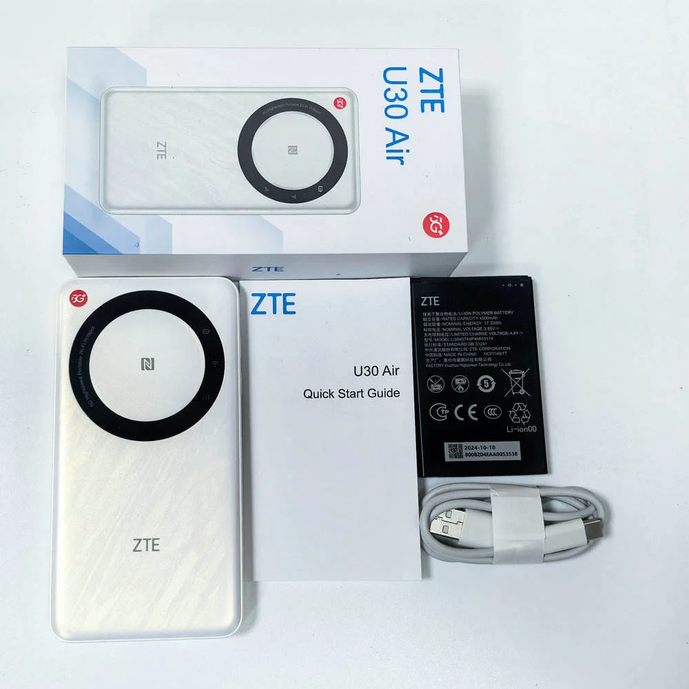 جهاز توجيه ZTE U30 Air 5G 4G Mobile Wifi 6 مع SDX55 Wifi AX1800 وبطارية قابلة للإزالة بقدرة 4500 مللي أمبير في الساعة تدعم 10 مستخدمًا WiFi مع Type-C