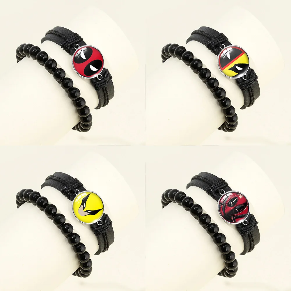 Disney Marvel Deadpool 3 Bead Bracelet Souvenir Deadpool Wolverine Bracelet Accessories Fashion Marvel Deadpool Jewelry Bangles