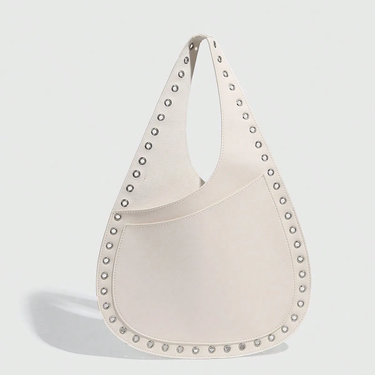 

Designer Retro Rivet Women Handbag,Chicken Eye Metal Stud Shoulder Bag,Punk Heavy Industrial Style Lady Large Capacity Tote Bag