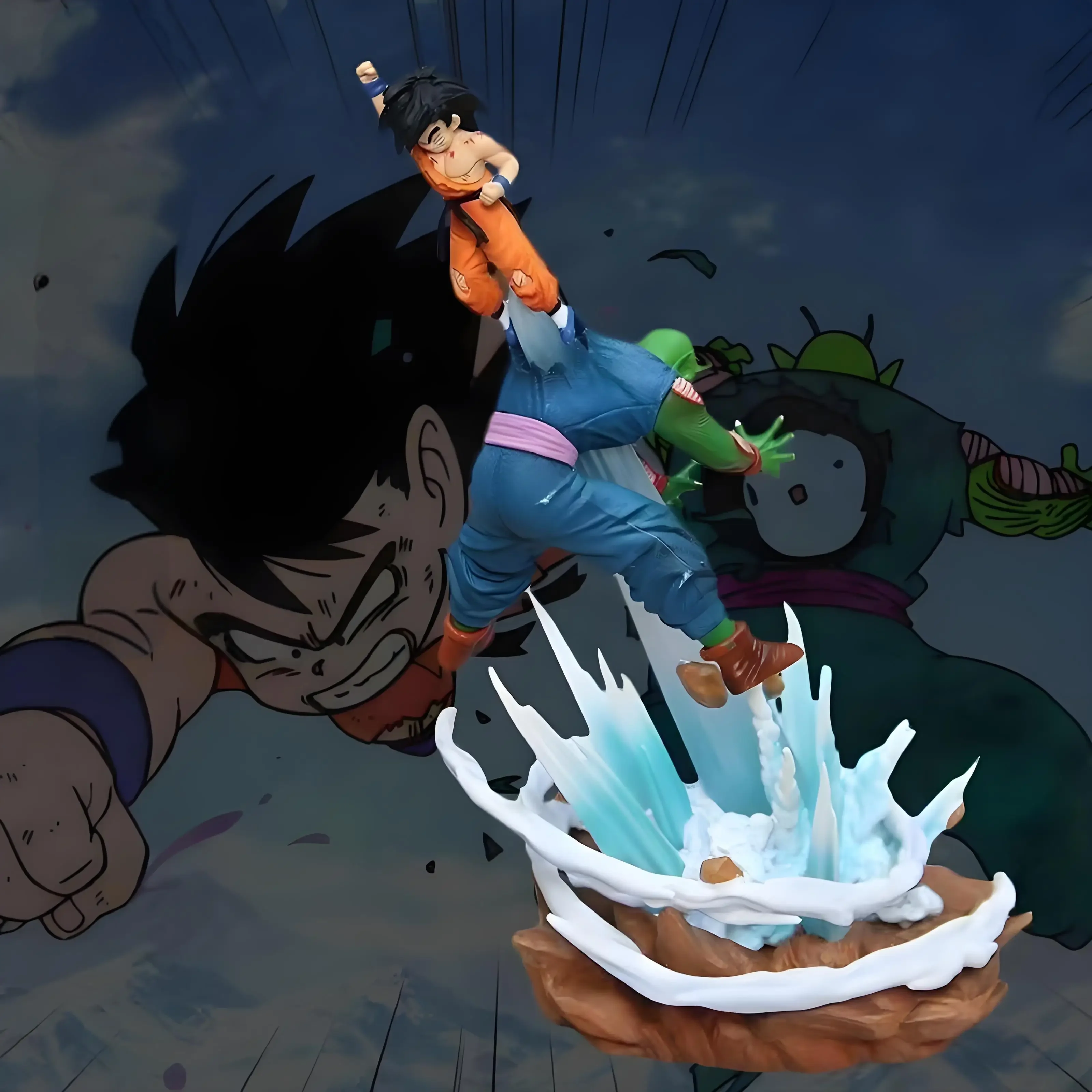 

20cm Dragon Ball Anime Figure Son Goku VS Piccol Super Model Can Emit Light Peripheral Action Figure Desktop Decoration Gift Toy