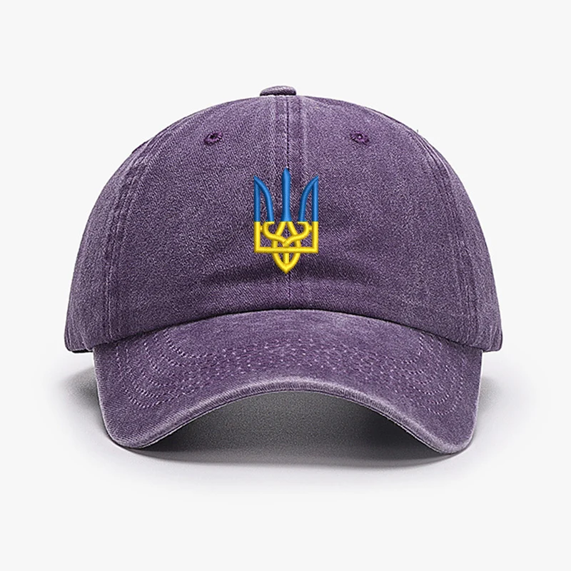 Embroidery Ukraine trident Symbol Cotton Washed Fashion Sports Baseball Cap Adjstable Hip Hop Dad Hat Visor Protection Snapback