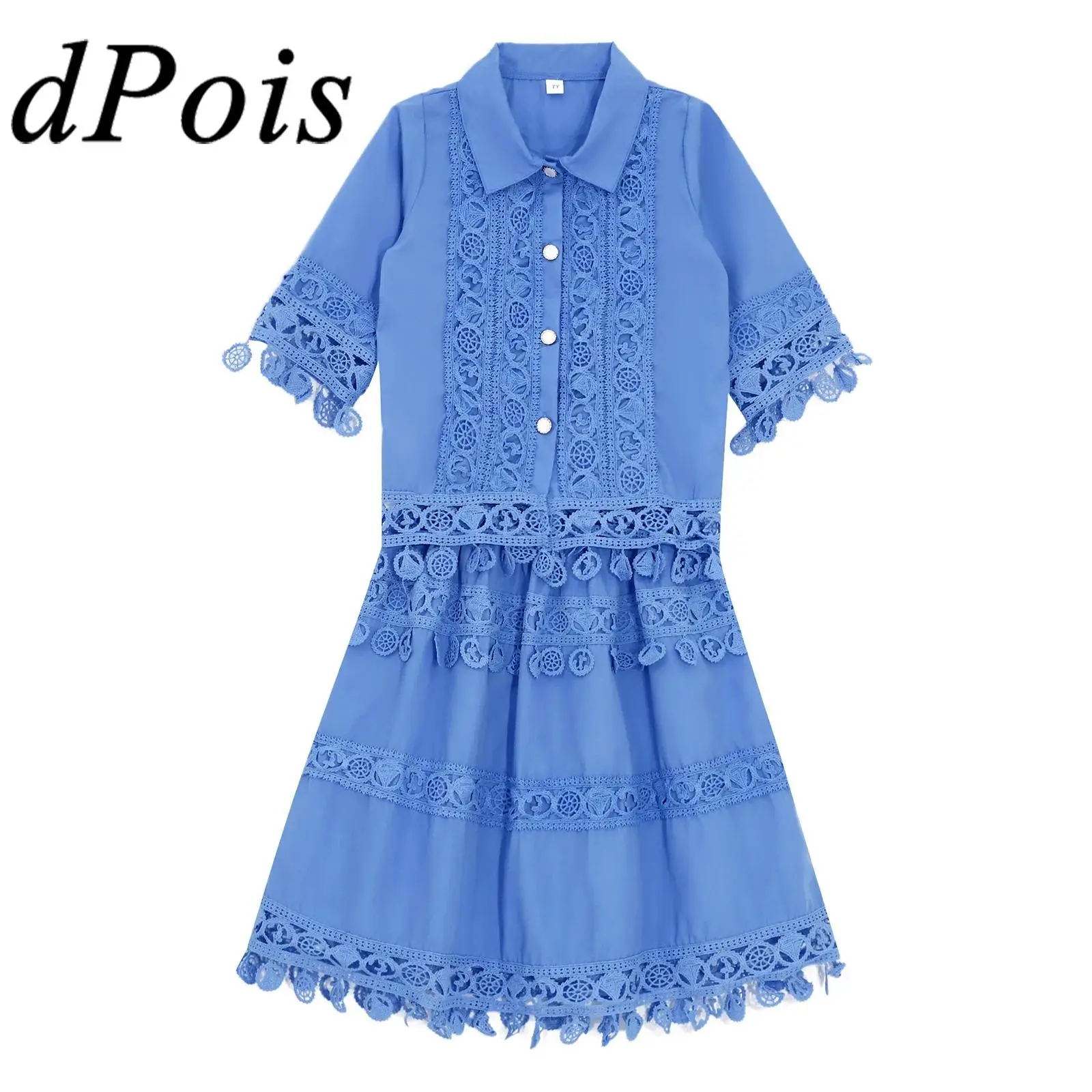 

Girls Festive Costume Skirts Suits Boho Crochet Lace Outfit Fringed Cardigan Top Skirt for Birthday Party Vacation Sets