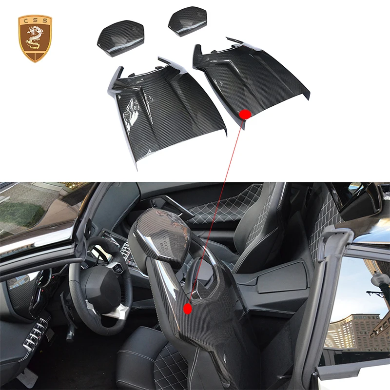 For Lamborghini Aventador/LP700/LP720/LP750 OEM Style Dry Carbon Fiber Seat Back Cover Headrest Panel Trim Protection Accessoriy