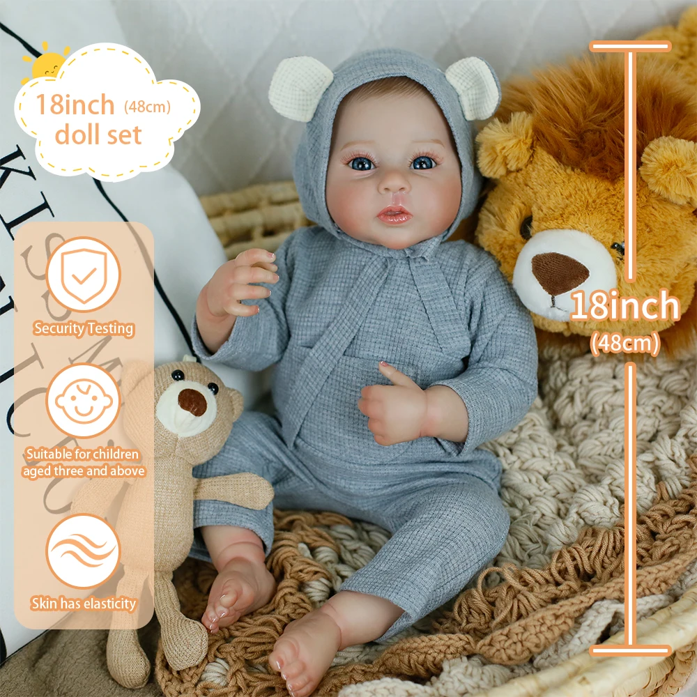 

18-дюймовая кукла Reborn Baby Raven для новорожденных девочек, 3D кожа ручной работы с видимыми венами, коллекционная художественная кукла, рождественские игрушки, подарки