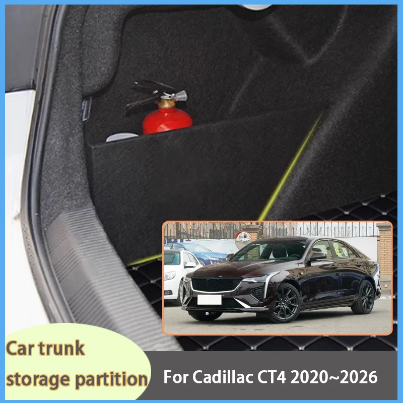 

For Cadillac CT4 2020~2026 2025 Car Organizer Thickening Trunk Side Partition Trunk Interior Storage Box Parts