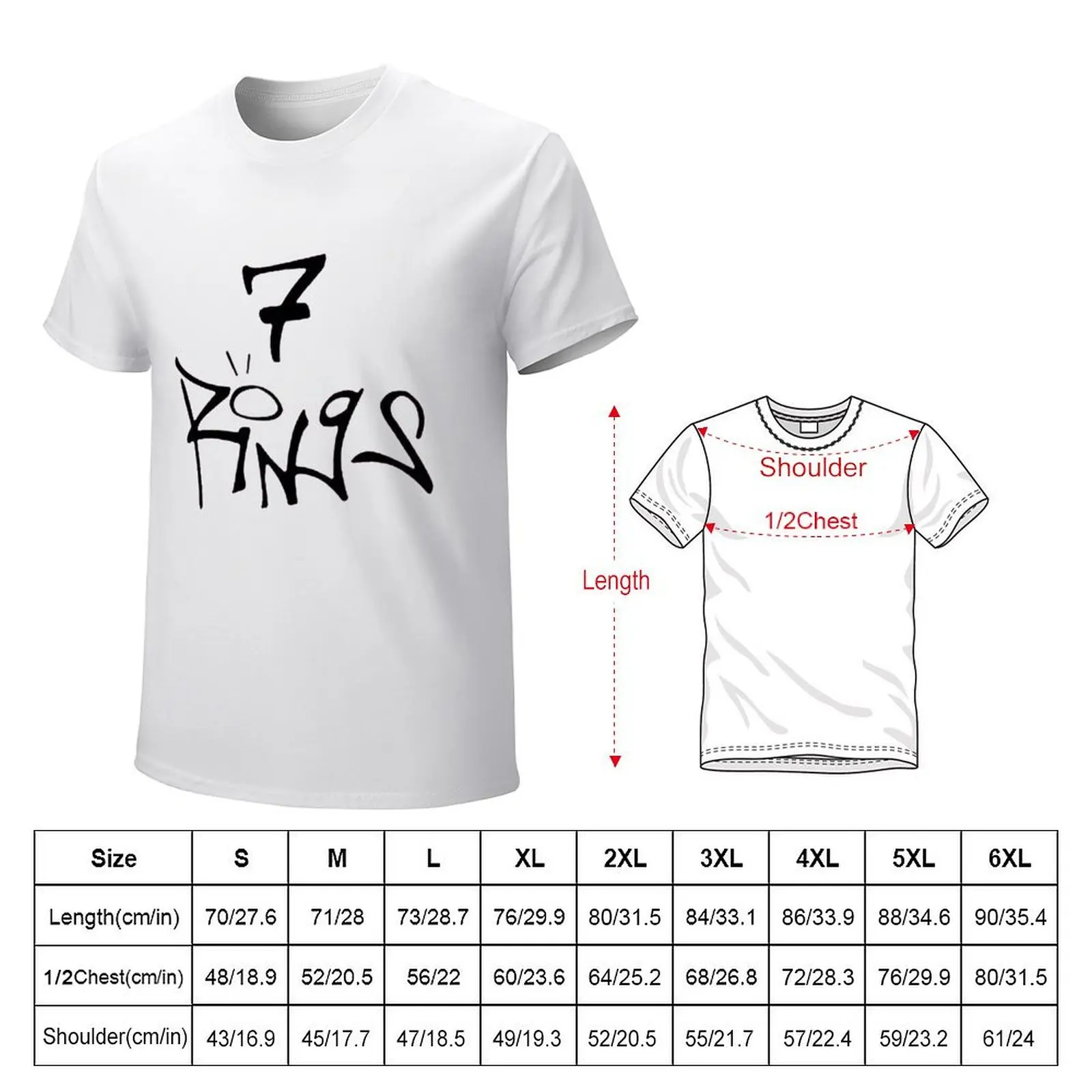 7 rings T-shirt korean fashion customizeds graphics Aesthetic clothing oversized t shirts for men